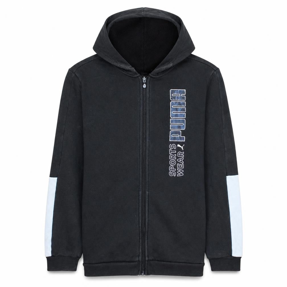 Puma Mens Black Full Zip Hoodie Sweatshirt L 15-16Y Sportswear Logo