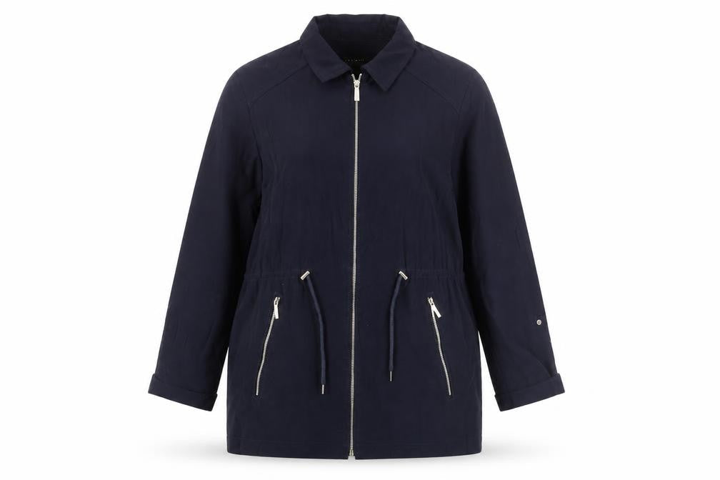 Zara Women Blue Size 14 Mid-Length Basic Jacket with Zip Pockets