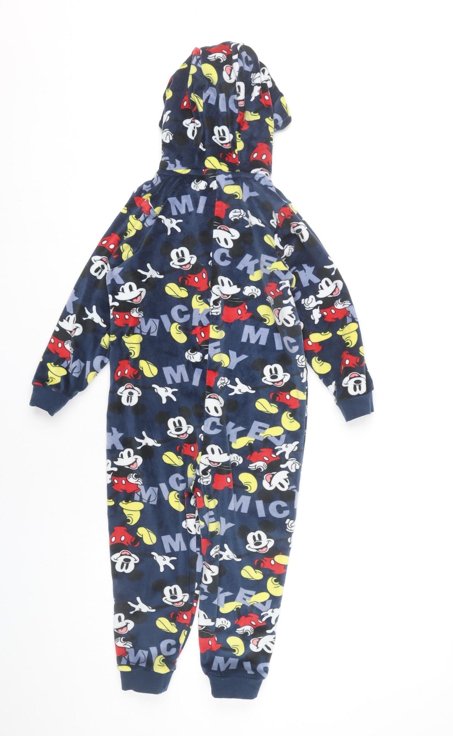 Disney Boys Blue Mickey Mouse Fleece One Piece Pyjamas 5 Years Hooded