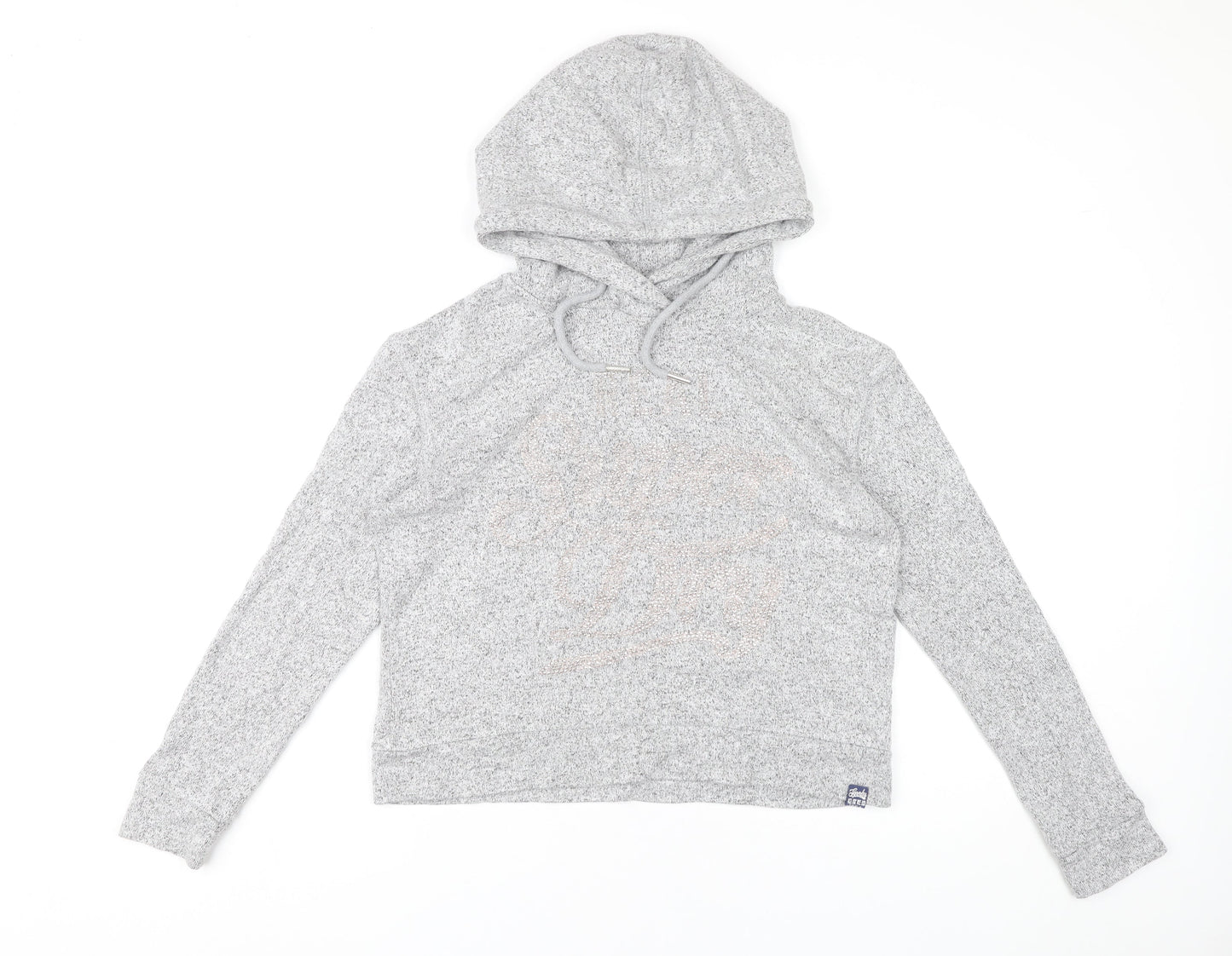 Superdry Women’s Grey Hoodie UK 8 Pullover Cotton Blend