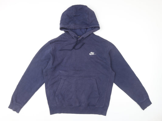 Nike Men's Blue Small Pullover Hoodie Sweatshirt Logo Fleece