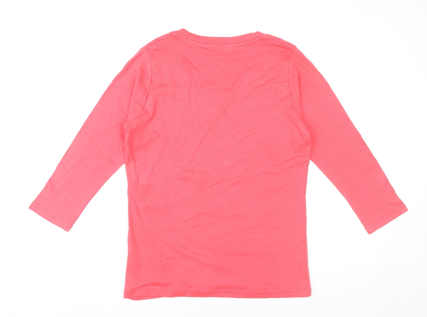 EWM Pure Classics Womens Pink Cotton 3/4 Sleeve Scoop Neck T-Shirt Size 14