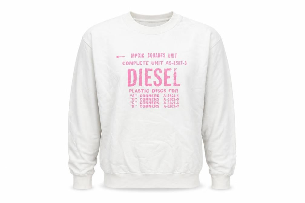 Unisex Adults UK L Regular Diesel White Pullover Sweatshirt