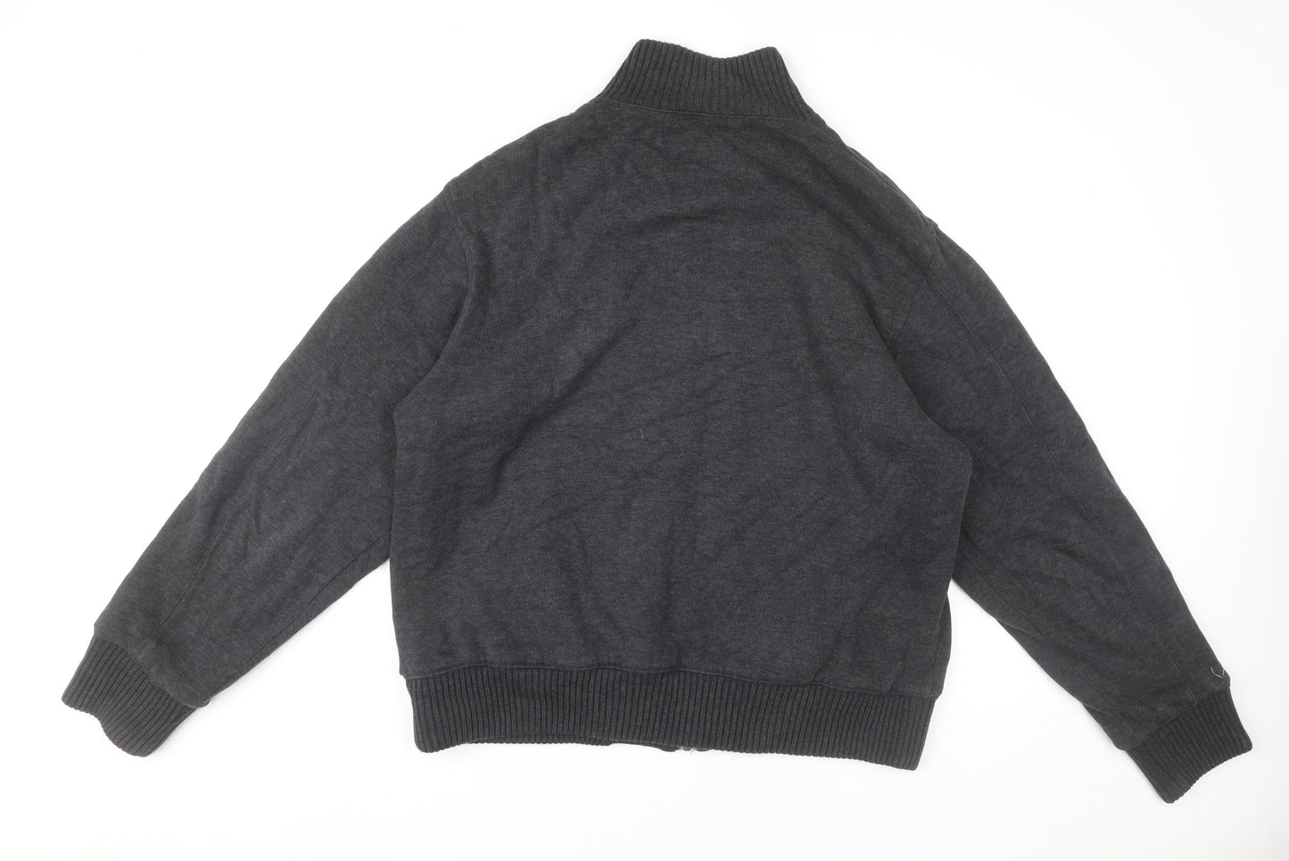 Marks and Spencer Mens Grey Bomber Jacket L 41"-43" Full Zip Cotton