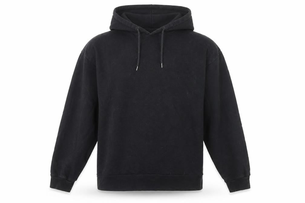 Front view of ASOS Men’s Black Pullover Hoodie Medium Graphic Print Retro Style