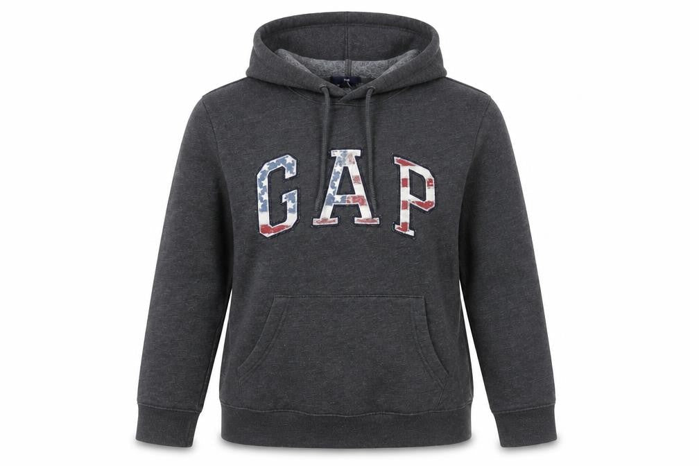 Gap Womens Dark Grey Hoodie Small Pullover Logo Cotton Blend