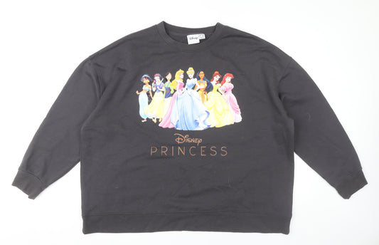 Disney Women’s Black 2XL Pullover Sweatshirt Princess Graphic