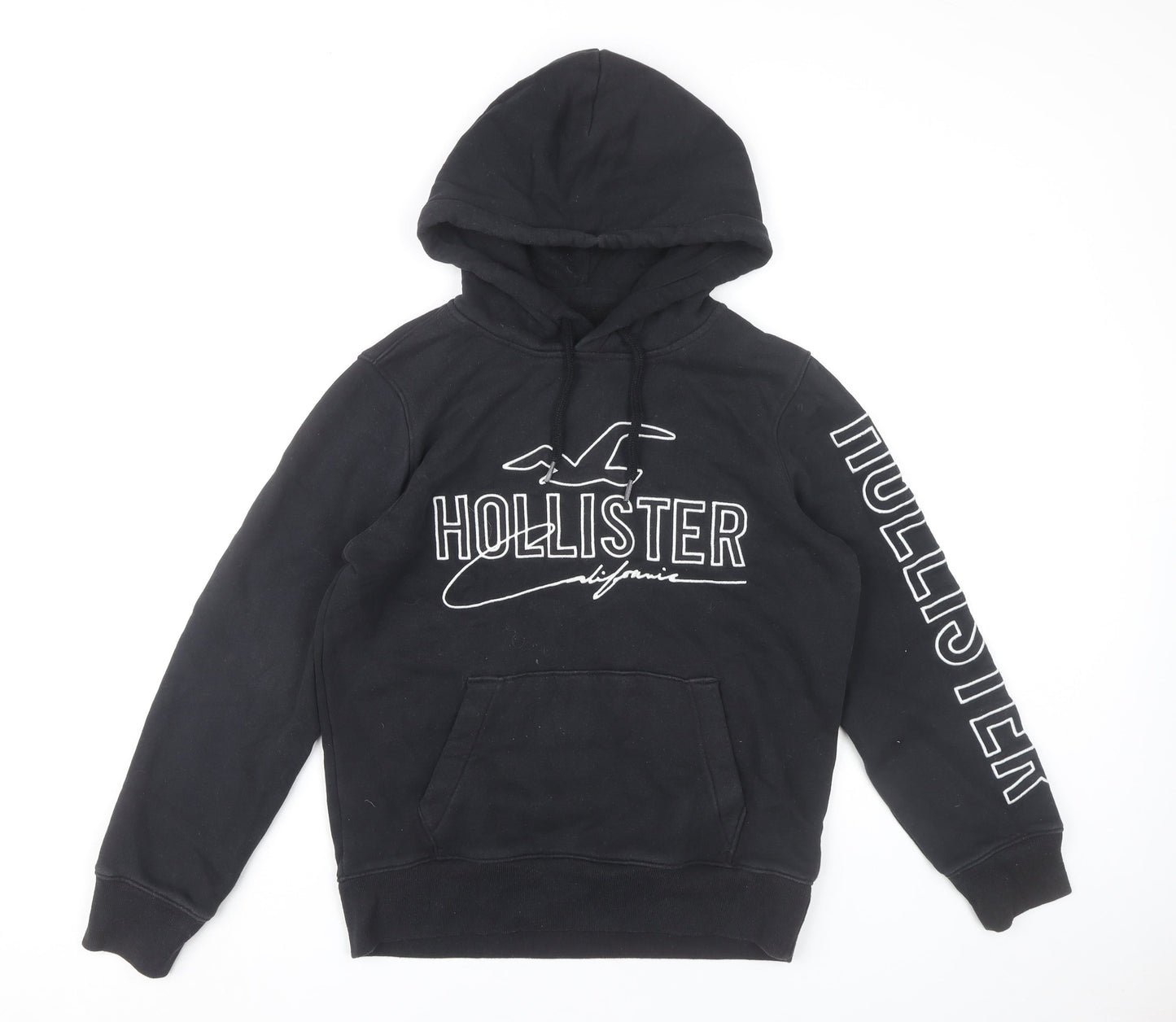 Hollister Mens Black XS Pullover Hoodie Graphic Logo Hoodie