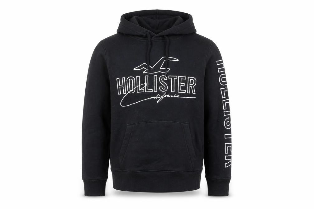 Mens UK XS Regular Hollister Black Pullover Hoodie