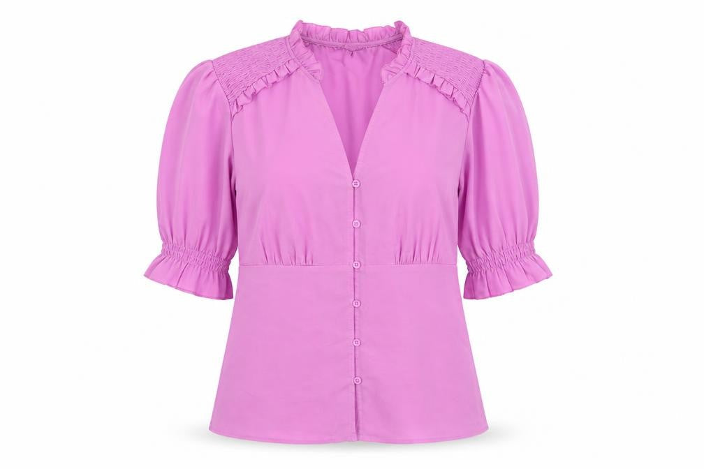 Womens UK Size 10 French Connection Pink Polyester Blouse