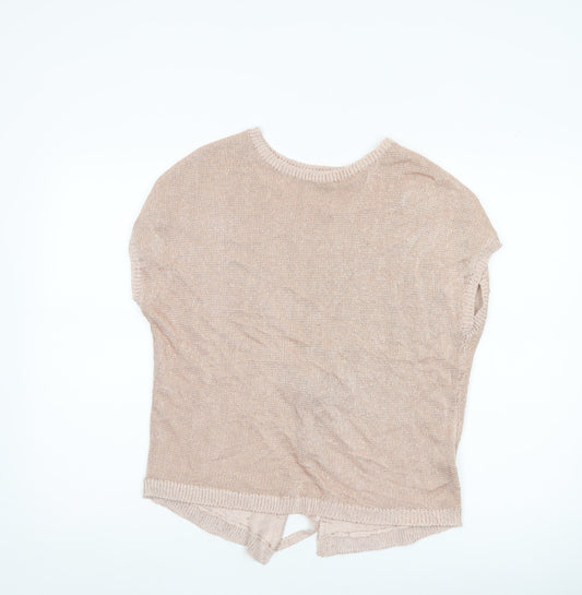 Oliver Bonas Women’s Beige Knit Tie Back Blouse Size 10