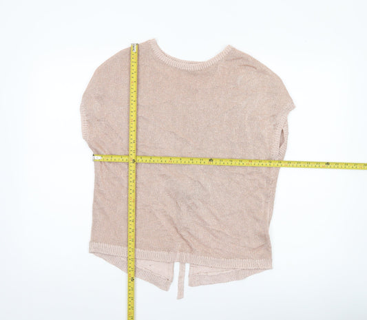 Oliver Bonas Women’s Beige Knit Tie Back Blouse Size 10