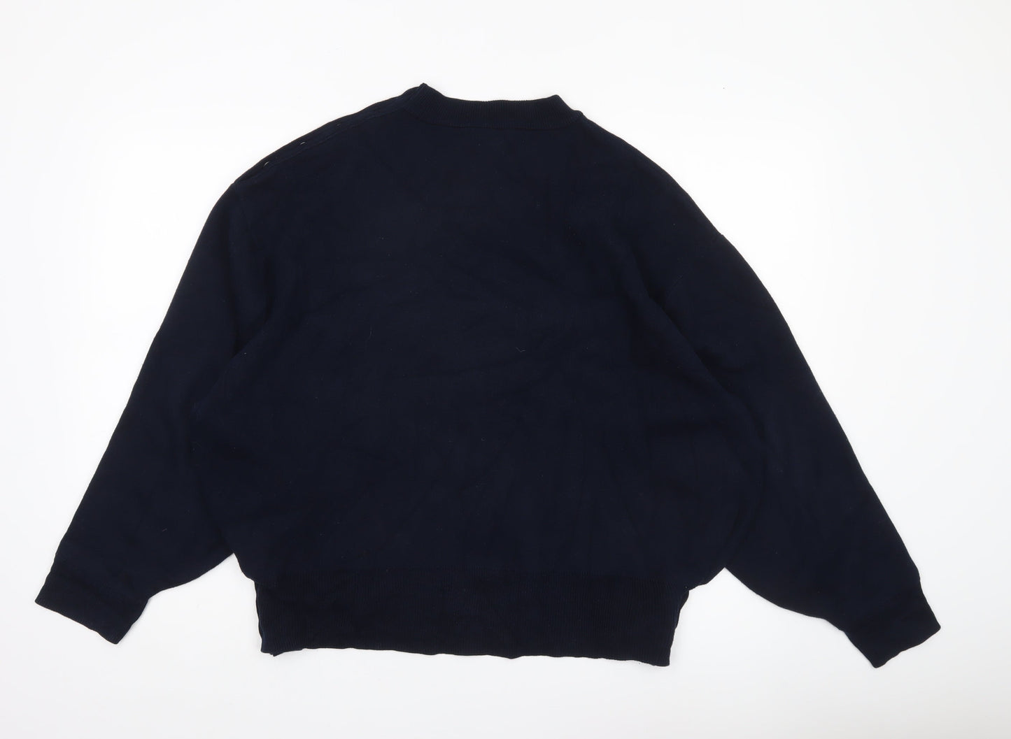 Pull&Bear Womens Black Size 8 Crew Neck Button Pullover Jumper
