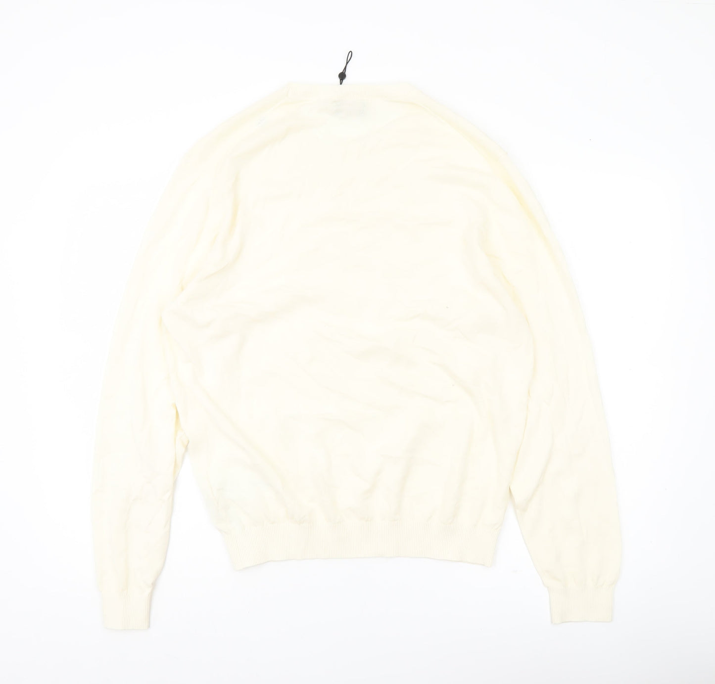 Massimo Dutti Men’s Ivory Cotton Crew Neck Jumper Size L