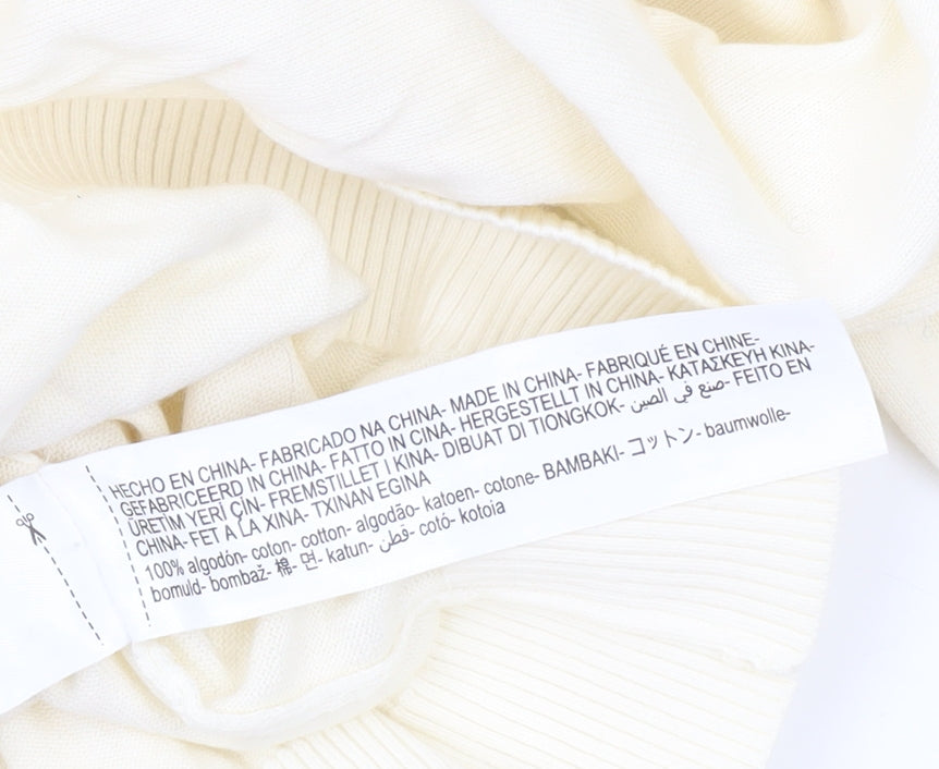 Massimo Dutti Men’s Ivory Cotton Crew Neck Jumper Size L