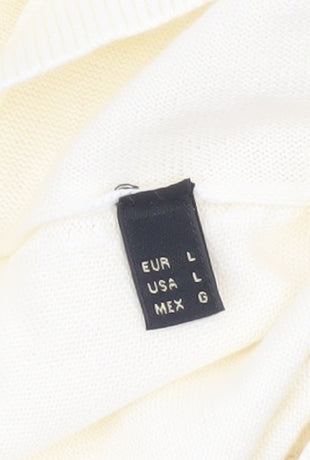 Massimo Dutti Men’s Ivory Cotton Crew Neck Jumper Size L
