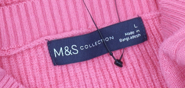 Marks and Spencer Women’s Pink Cable Knit Jumper L Regular