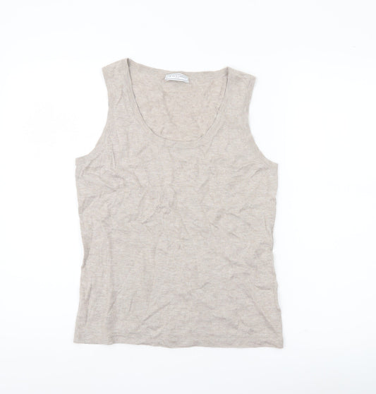 The White Company Women’s Beige Tank Top M Cotton Cashmere Scoop Neck