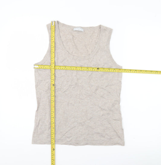 The White Company Women’s Beige Tank Top M Cotton Cashmere Scoop Neck