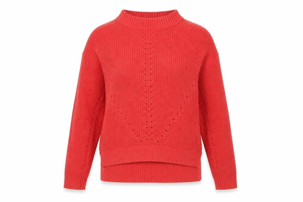 FatFace Womens Red Cotton Mock Neck Jumper Size 6