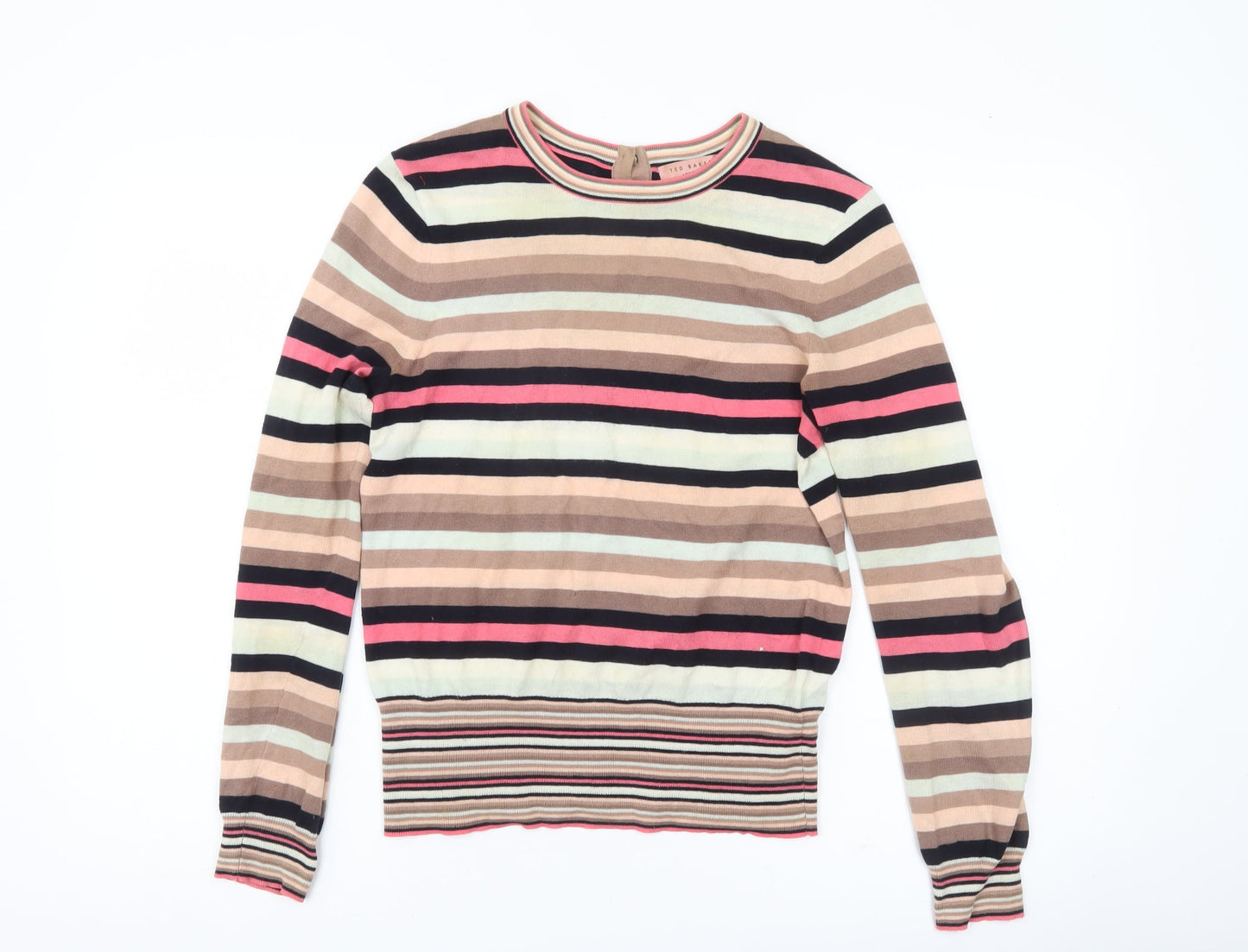 Ted Baker Women's Multicoloured Stripe Cotton Jumper Size 10
