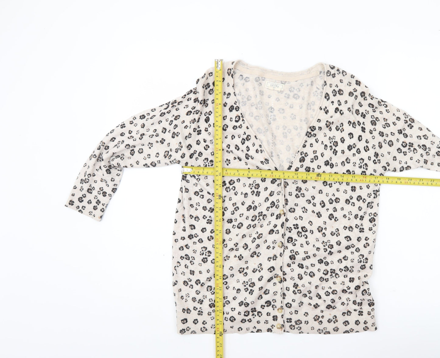 Fat Face Women’s Beige Leopard Print Cotton Cardigan Size 12