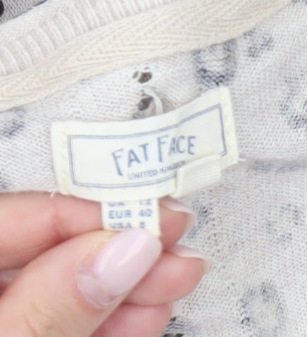 Fat Face Women’s Beige Leopard Print Cotton Cardigan Size 12