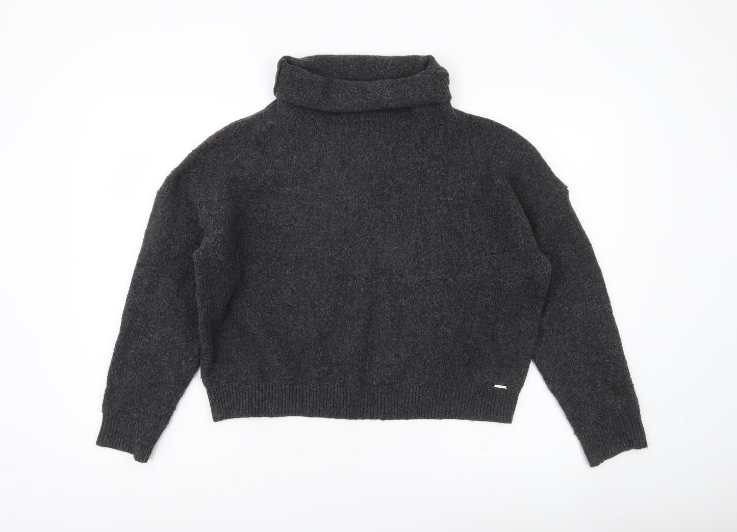 Superdry Womens Grey Roll Neck Jumper Size 14 Wool Blend