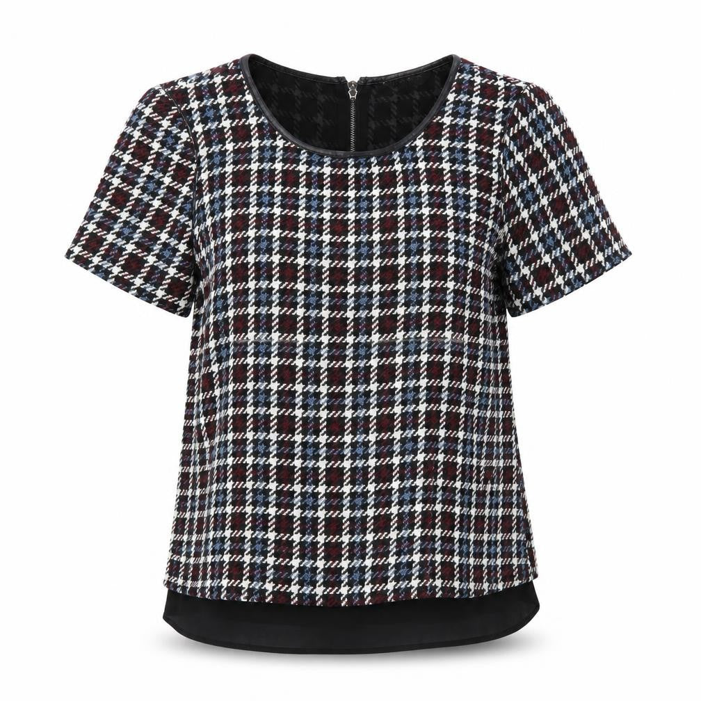 Marks and Spencer Womens Multicoloured Check Blouse UK 6 Short Sleeve
