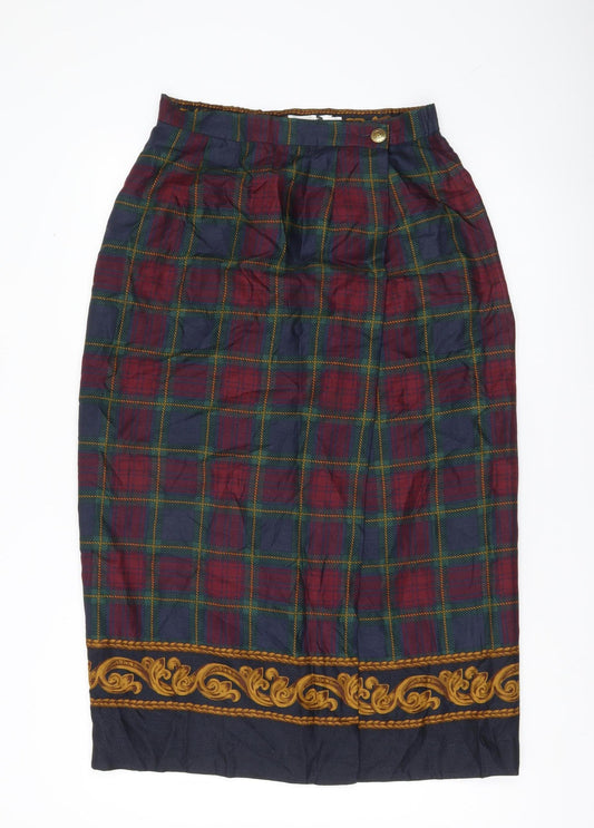 JHC Women’s Multicoloured Plaid Midi Pencil Skirt Size 10 Rayon