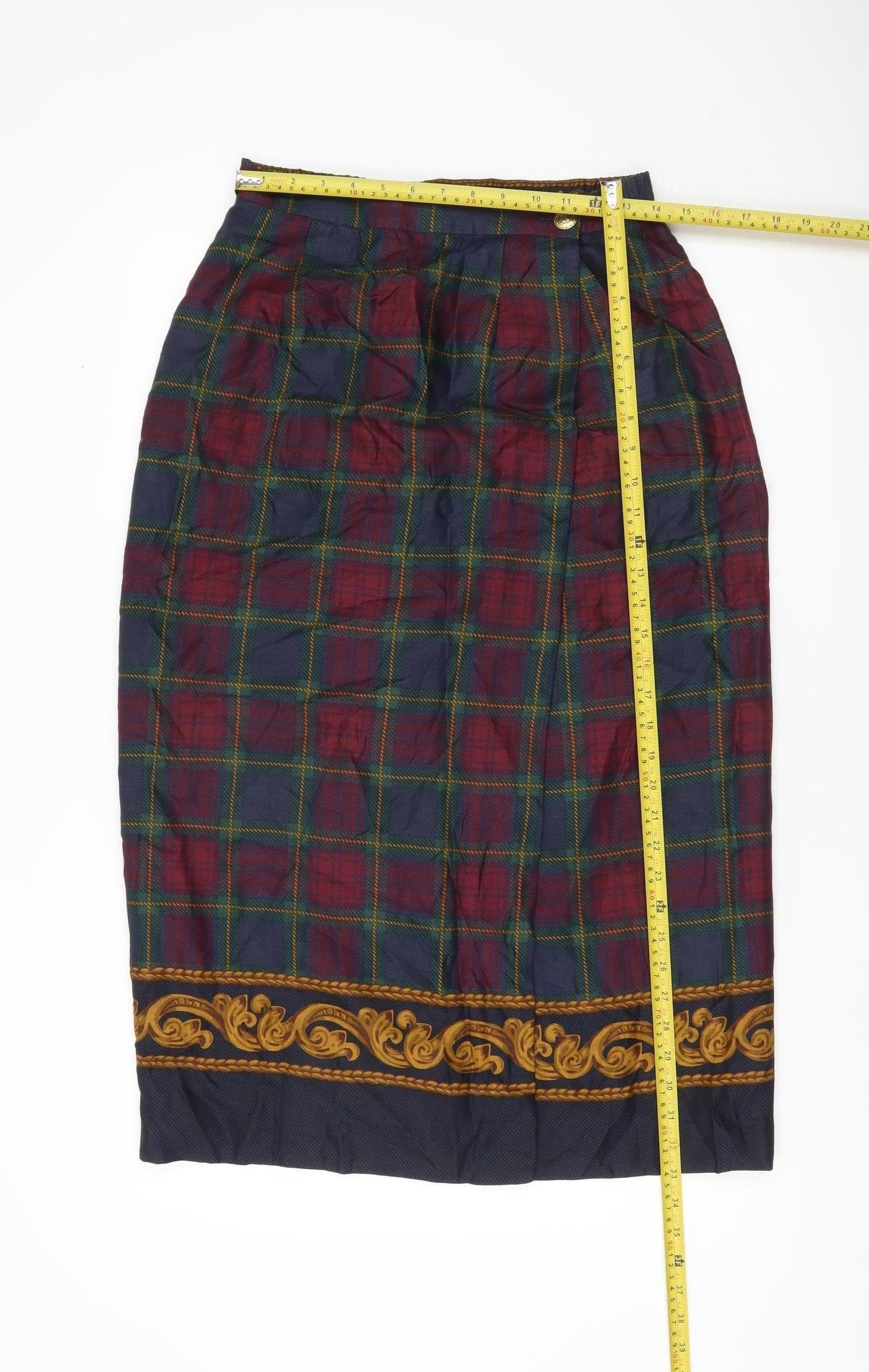 JHC Women’s Multicoloured Plaid Midi Pencil Skirt Size 10 Rayon