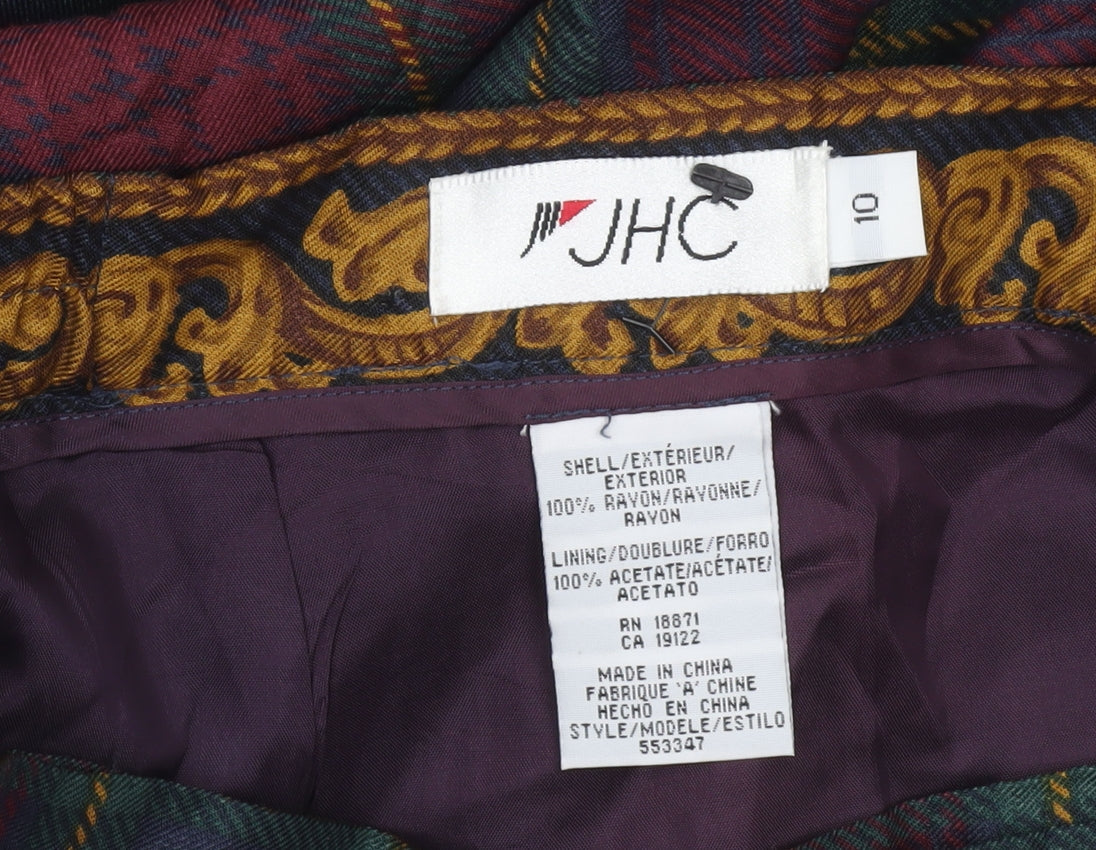 JHC Women’s Multicoloured Plaid Midi Pencil Skirt Size 10 Rayon