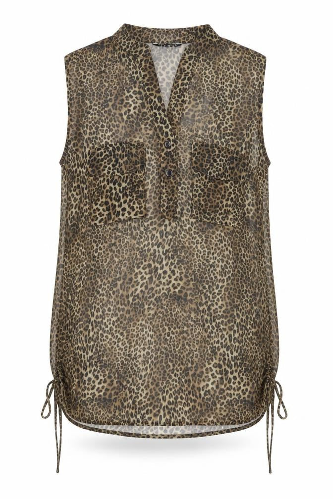 Select Women’s Brown Leopard Print Sleeveless Tunic Blouse UK 10