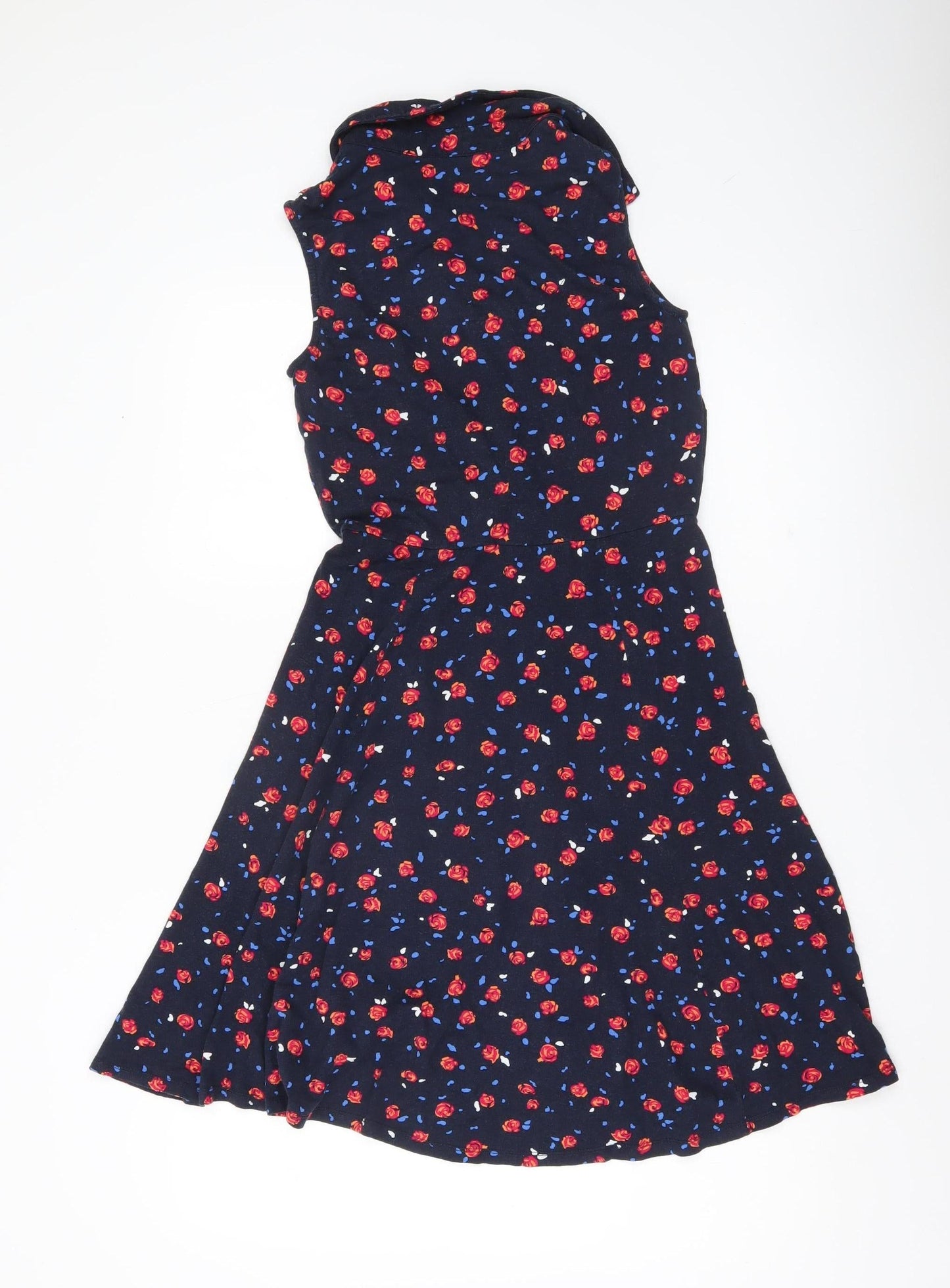 Monsoon Women’s Blue Floral Collared Shirt Dress S Sleeveless