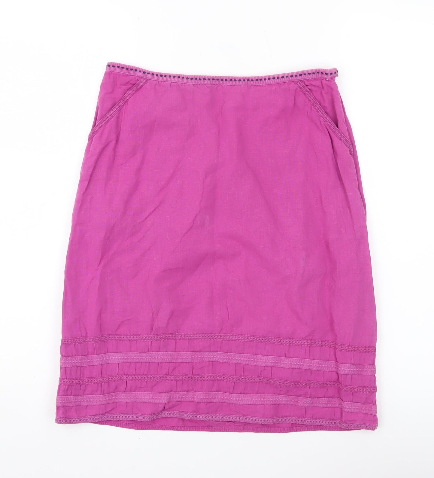 White Stuff Womens Pink Size 8 Linen Cotton Knee Length Pencil Skirt