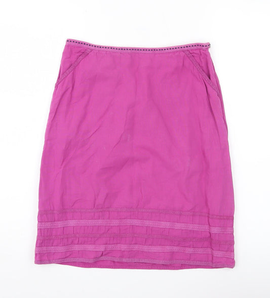 White Stuff Womens Pink Size 8 Linen Cotton Knee Length Pencil Skirt