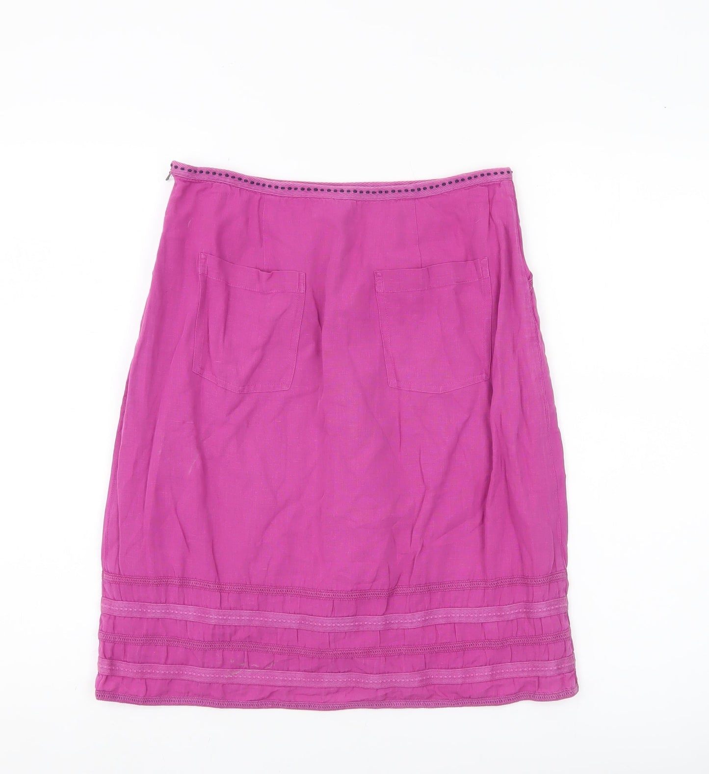White Stuff Womens Pink Size 8 Linen Cotton Knee Length Pencil Skirt