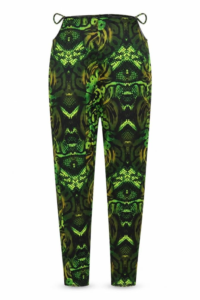PrettyLittleThing Womens Green Animal Print Slim Leggings Size 14