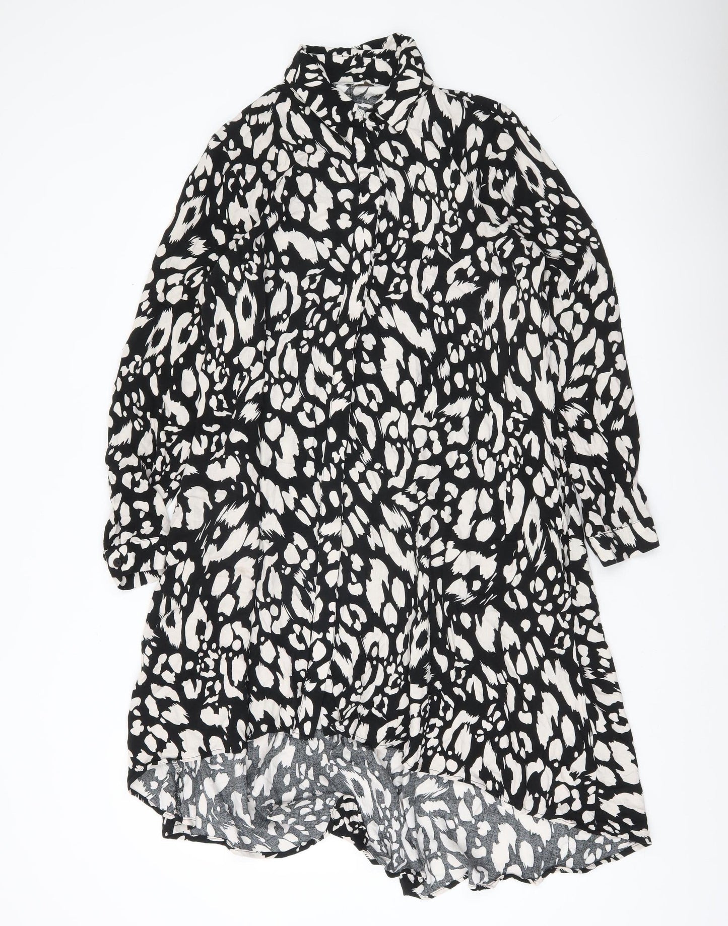 Apricot Women’s Black Animal Print Hi-Low Shirt Dress Size 12