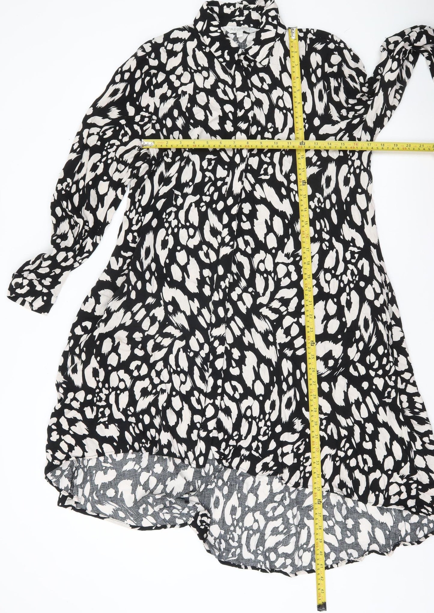 Apricot Women’s Black Animal Print Hi-Low Shirt Dress Size 12