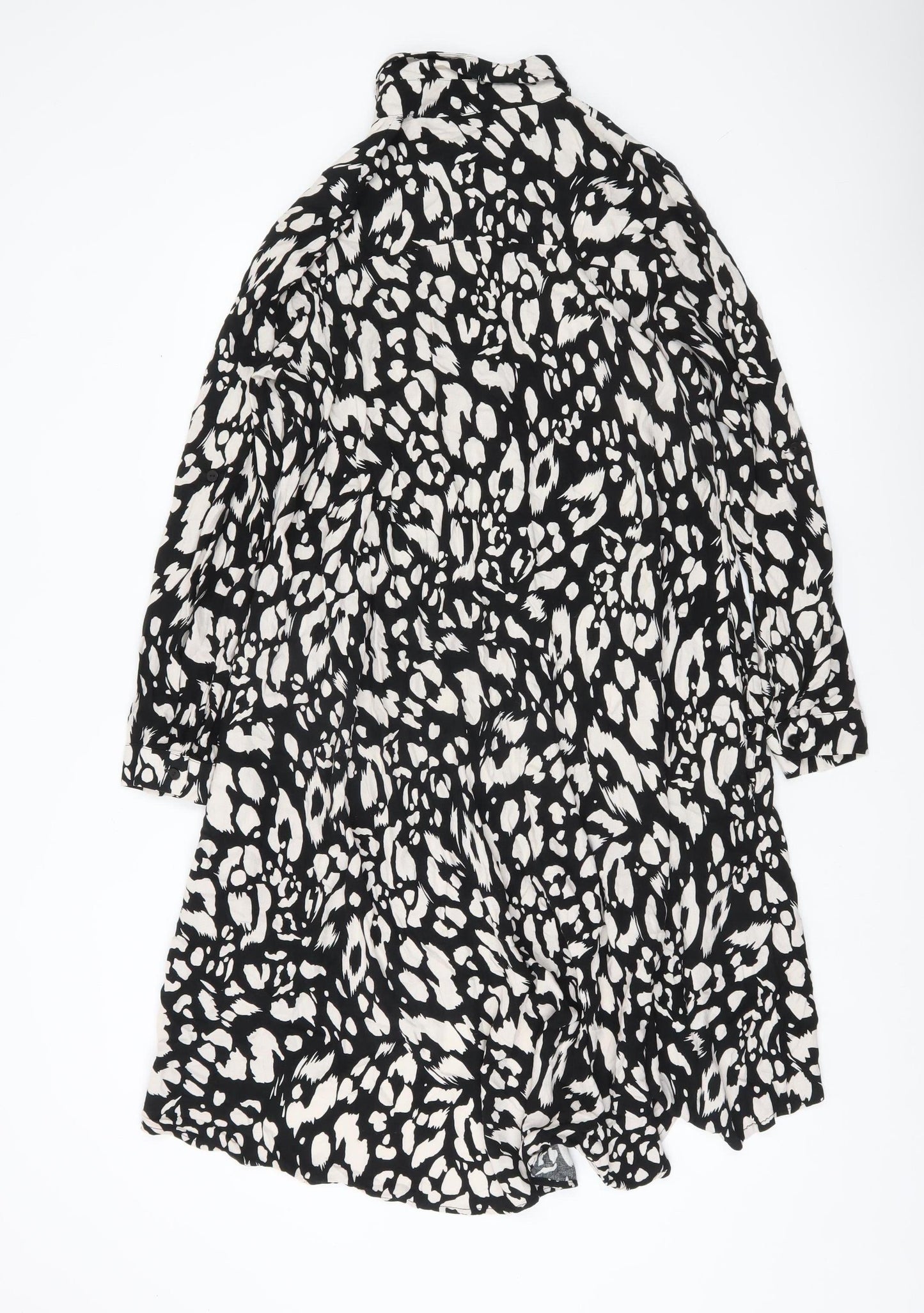 Apricot Women’s Black Animal Print Hi-Low Shirt Dress Size 12