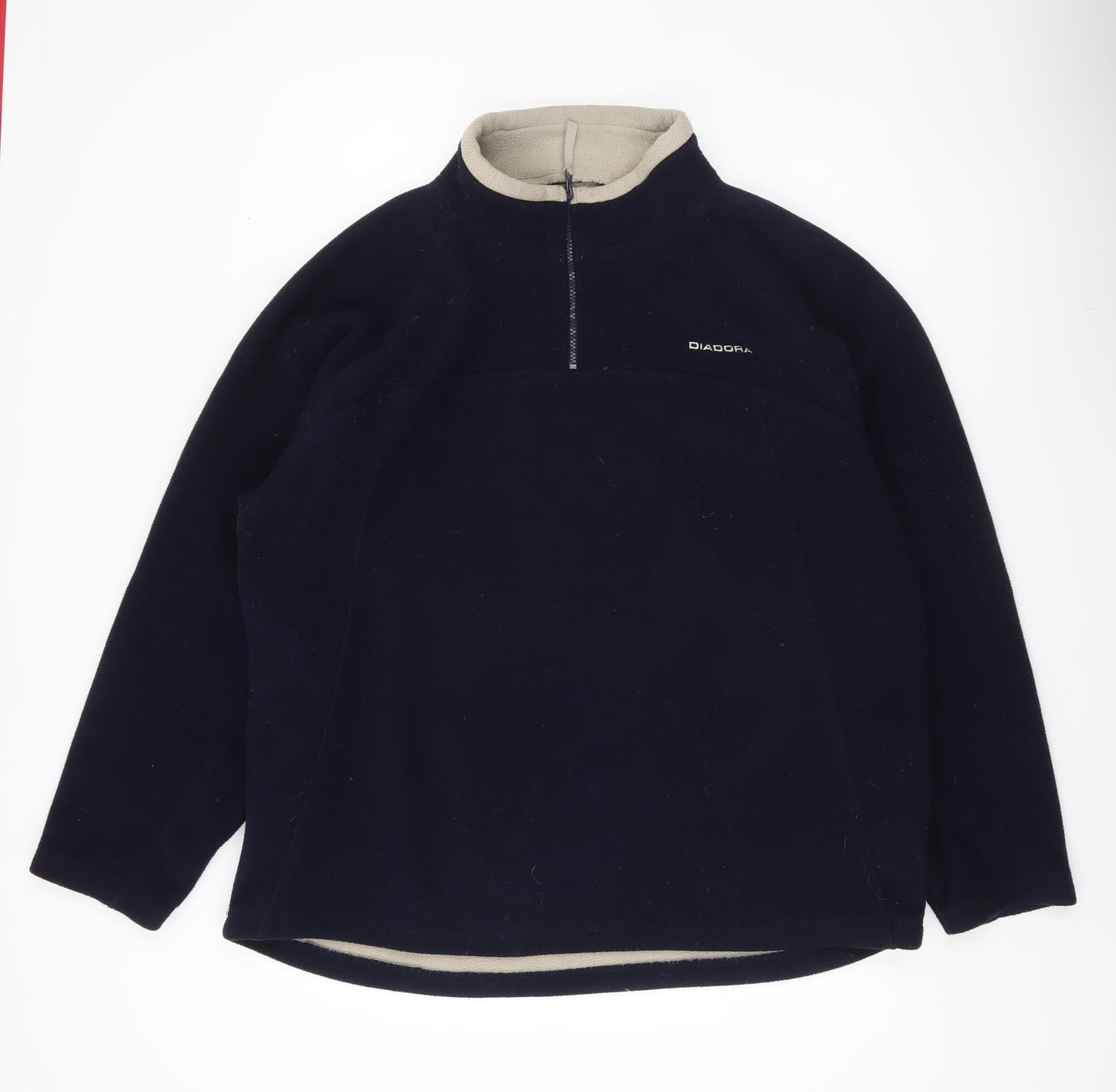 Diadora Men’s Blue Fleece Pullover Sweatshirt 2XL Quarter Zip Outdoor