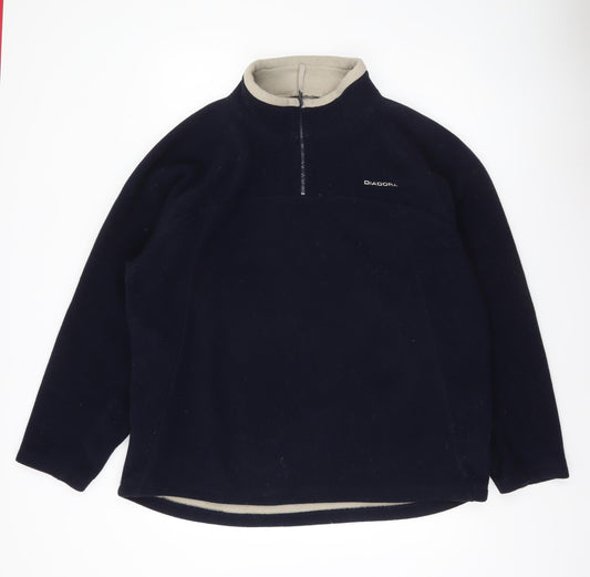 Diadora Men’s Blue Fleece Pullover Sweatshirt 2XL Quarter Zip Outdoor