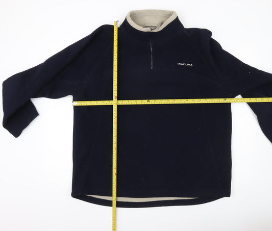 Diadora Men’s Blue Fleece Pullover Sweatshirt 2XL Quarter Zip Outdoor
