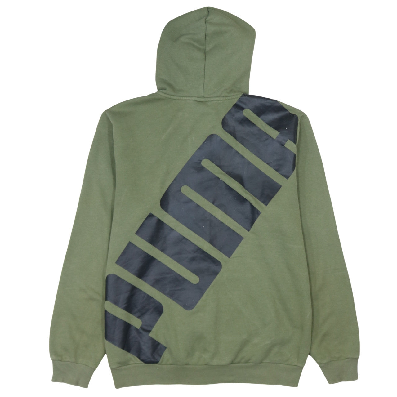 Puma Men’s Green Full Zip Hoodie L Sports Logo Graphic Sweatshirt