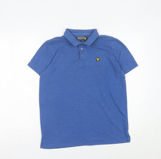 Lyle & Scott Boys Blue Polo Shirt 14-15 Years Short Sleeve Cotton Blend