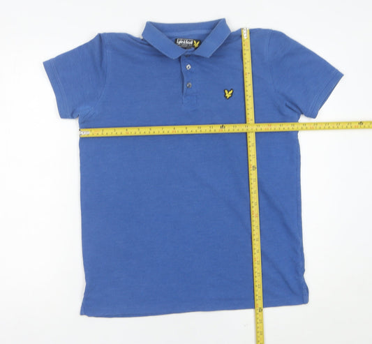 Lyle & Scott Boys Blue Polo Shirt 14-15 Years Short Sleeve Cotton Blend