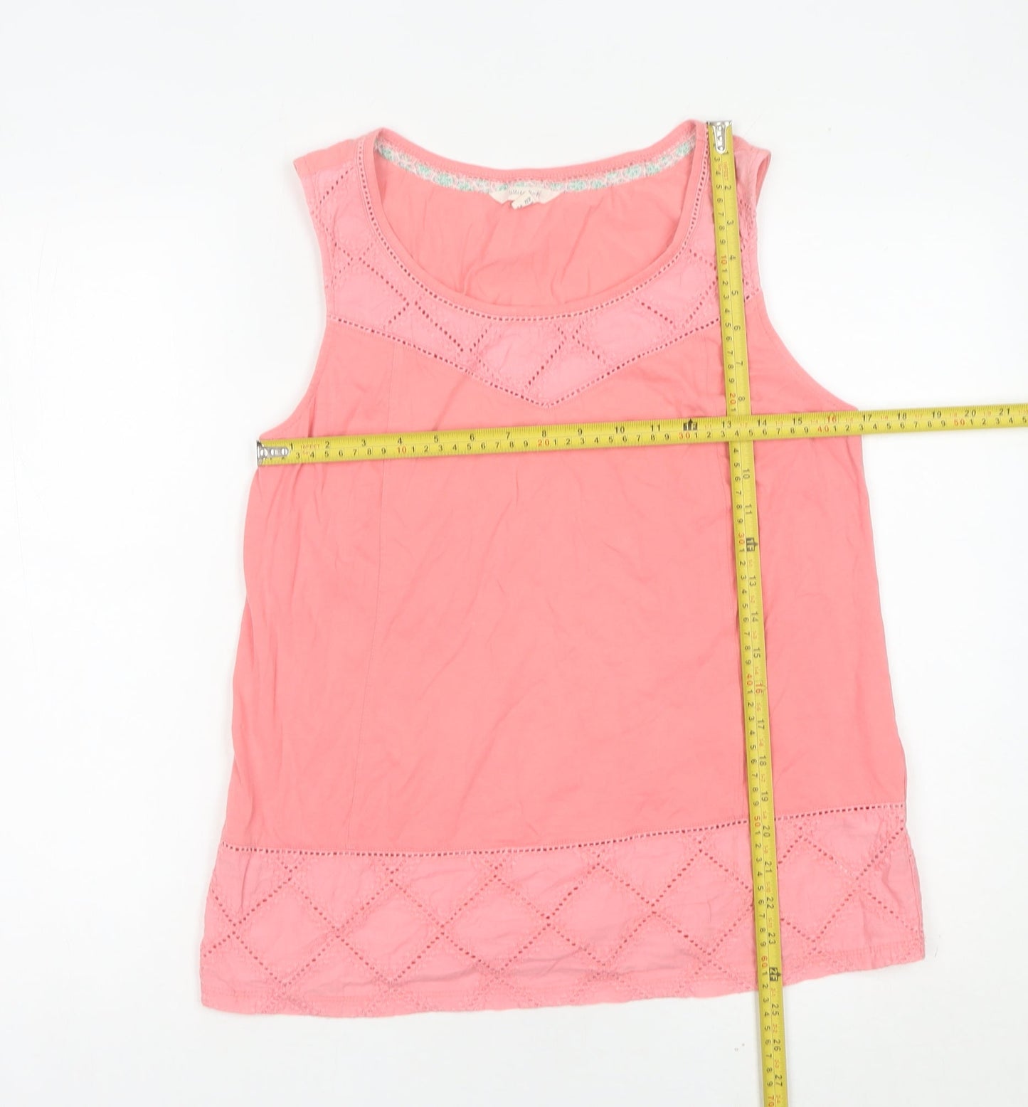 White Stuff Womens Pink Cotton Sleeveless Tank Top UK 12