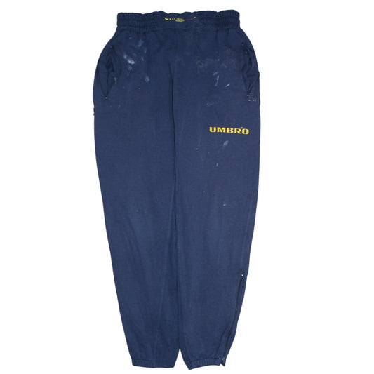 Umbro Womens Blue M Sweatpants Retro Fleece Elastic Waist Zip Pockets
