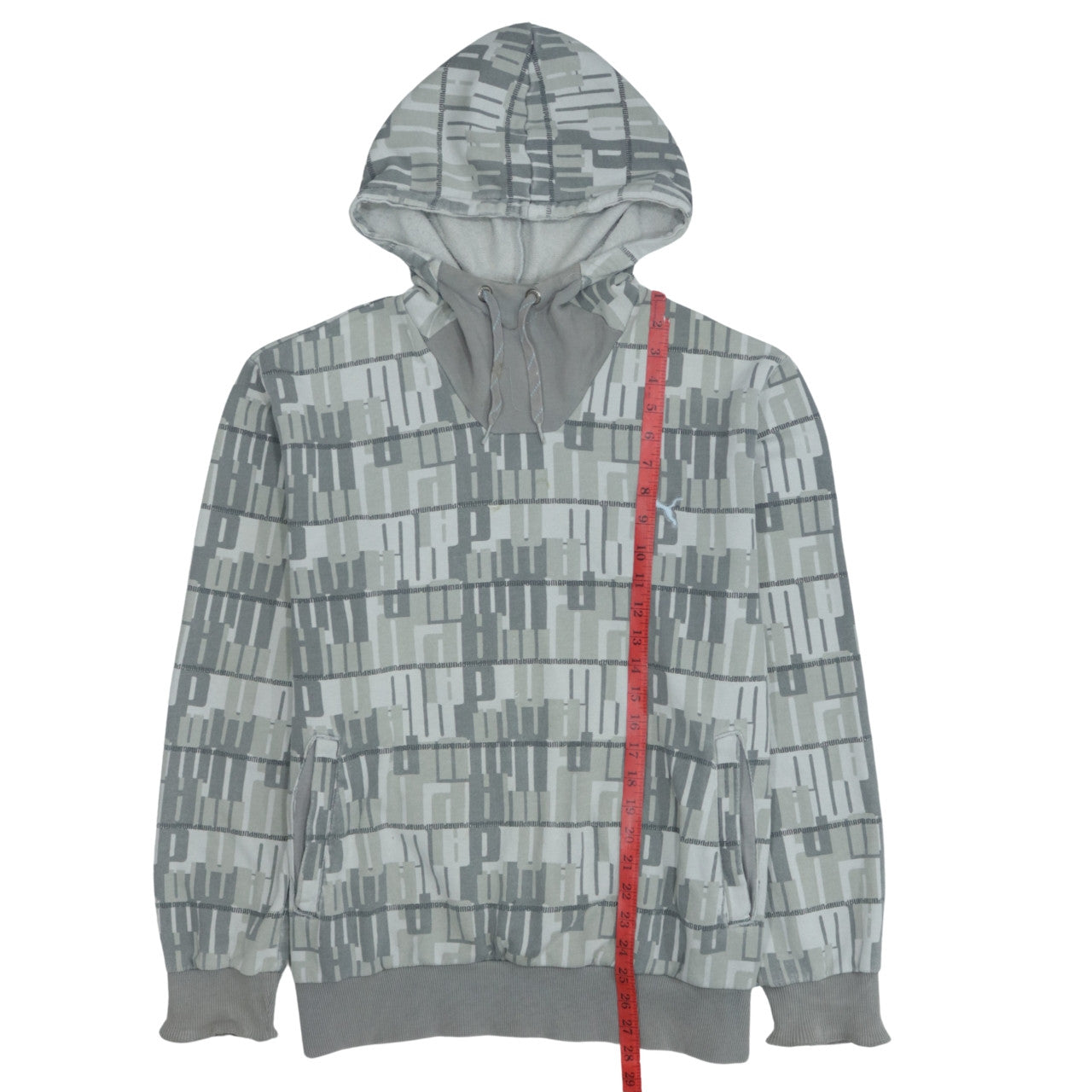 Puma Mens Grey Pullover Hoodie L Sports Logo Graphic Fleece